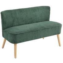 HOMCOM 2 vietų sofa, sofa su kordine išvaizda, medinės kojos, minkšta sofa, dvivietė sofa svetainei, miegamajam, 117 x 56,5 x 77 cm, žalios spalvos, Žalioji