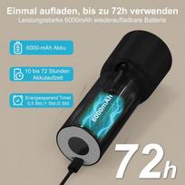 Belaidis LED sieninis šviestuvas su priartinimo funkcija, akumuliatorius 6000 mAh, juodas