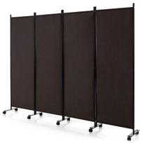 Kambario skaidiklis, 4 skylių lankstomas kambario skaidiklis 6 pėdų riedantis privatumo ekranas su užrakinamomis ratukais, 226×30×173 cm, rudas