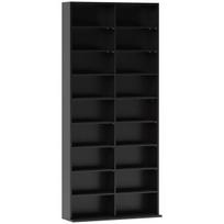 Reguliuojama CD ir DVD lentyna 18 skyrių, 175 cm, juoda