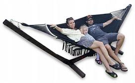 Nešiojamas hamakas su stovu Comfort Zone, juodas, 2 vietų, 200 kg