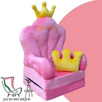Vaikiškas pliušinis fotelis princesės sostas Nr.2