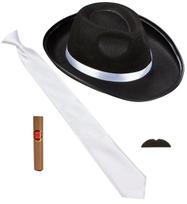 THE ROARING 20s FASHION (hat, tie, moustache, cigar)