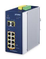 PLANET DIN-Rail L2+/L3 Manageable Valdomas L2+ Gigabit Ethernet (10/100/1000) Maitinimas per Eternetą (PoE) Aliuminis, Mėlyna