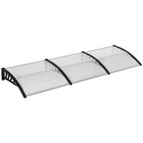 "Outsunny" stogelis lauko durims 303 x 96 x 27 cm stogelis su apsauga nuo UV spindulių, apsauga nuo lietaus, apsauga nuo saulės lauke aliuminis juodas, Juoda