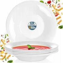 Gilios stiklinės vakarienės lėkštės, baltos, 21,5 cm, 400 ml, 6 vnt., 21,5 cm