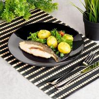 Juodos stiklinės negilios pietų lėkštės 25,5 cm 6 vnt.
