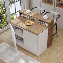 Virtuvinis stalas 2800, baltas/rudas