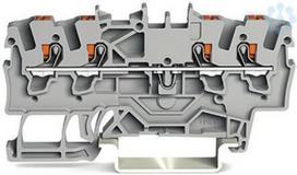 4-conductor through terminal block with push-button; 1.5 mm² grey 2201-1401 | 4055143696852