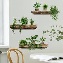 Kūrybiniai sienų lipdukai, lipdukai su vazoniniais augalais, lipnūs, nuimami, sienų freska, pasidaryk pats sienų menas, namų dekoravimo aksesuarai beige