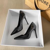 Fashion Trendy Nude High Heels 2025 New Minimalist Patent Leather Temperament Pointed Shallow Mouth Versatile 34 juoda