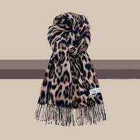 Fashion Leopard Tassels Shawl Imitation Cashmere Thickened Foulard Pashmina Hijabs Windproof Winter Warm Scarf Neck Warmer chaki