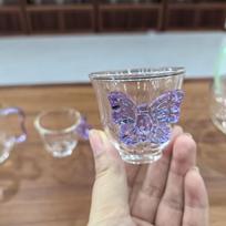 3D Butterfly Shot Glass Mini 90ML Glass Cup For Vodka Liquor Cartoon Espresso Cup Small Coffee Mug 51-100ml violetinė