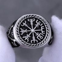 316L Stainless Steel Viking Rune Ring For Men Nordic Trendy Jewelry Durable Stylish Male Accessory 8 sidabras