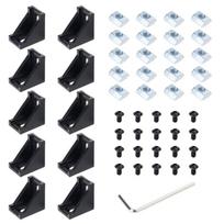 Resilient Metal Profile Fasteners 90 Degree Connection Supports For 3D Printer Structures Cabinet Strengthening  Building 1 black