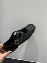 Korean version of niche flat-bottomed crossed Mary Jane shoes, early autumn retro brown square head ballet 35 juoda