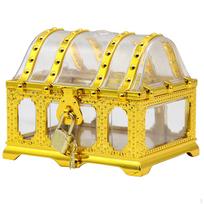 Treasure Chest Keepsake Box Jewelry Organizer with Lock & Keys Treat Candy Toy Boxes Piggy for kids Style B yellow