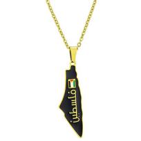 Unique ISR Map Pendant Necklace PLE Adjustable Chain Necklace Stainless Steel Material Suitable for Fashionable Outfits 1 auksas