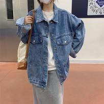 Women's Versatile Loose Denim Jacket - 2025 Spring/Autumn Retro High Street Style, Plus Size Available. L šviesiai mėlyna spalva