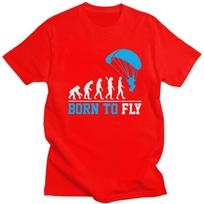 Custom Evolution Paragliding Born To Fly T Shirts for Men Pure Cotton Tees Paraglider Skydiving Tshirts Short Sleeve Tshirt S