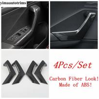 Car Inner Door Armrest Handle Molding Strip Cover Trim Carbon Fiber Interior Accessories For Volkswagen T-Roc T Roc 2018 - 2025 Carbon Fiber Look