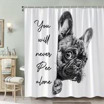 VIKAMA French Bulldog Waterproof Shower Curtain Warm and Playful Atmosphere Wet/Dry Separation Bathroom Decor Machine Washable 90X180C(3X5.9FT)
