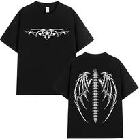 Oversized Wings Printed Tshirts Mens Gym Heavyweight Harajuku T Shirts Cotton Workout Baggy Tees Y2K Clothing Street Tops Unisex S juoda
