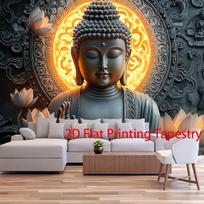 VIKAMA Black Gold Zen Art Buddha Lotus Tapestry Living Room Yoga Meditation Space Background Wall Decoration Tapestry 74x94cm(29x37in)