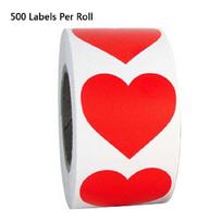 Love Heart Sealing Stickers Roll 500Pcs Self Adhesive Dessert Wrapping Box Decal raudona