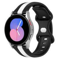 20mm 22mm Silicone Strap for Samsung Galaxy Watch 6/5/4/3/Gear S3/Huawei Watch GT 4 3 Pro Two-color Bracelet for Amazfit GTR/GTS For 22mm juoda balta spalva