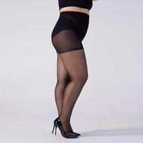 Plus Size Women'S High Waist Sheer Tights Seamless Control Top Pantyhose High Elastic Stockings 1XL black