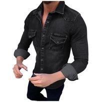 Retro European Style Long Sleeve Denim Shirt Casual Fashion Loose Top for Men Daily Wear Streetwear Outdoor Activities XL