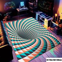 Optical Illusion Vortex Rug - Mind-Bending Geometric Art for Game Rooms  Trippy Floor Mat Anti slip carpet can be machine washed 40cm x 60cm
