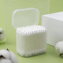 55-Count Box of Soft Gourd Head Cotton Swabs for Newborns, Pet Care, & Makeup
