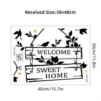 Bird Cartoon Animals  Welcome Text Wall Stickers For Door Bedroom Living Room Decor Background Home Decoration Wall Decals