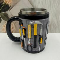 Nerūdijančio plieno mechaniko puodelis 300ml vandens puodelis Unikalus įrankių dėžės dizainas Kavos puodelis Dovana vyrams juoda
