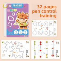 Ištrinamas rašymo praktikos sąsiuvinis vaikams, kalkavimo popierius ikimokyklinukams, ankstyvojo ugdymo rašysenos lapai, interaktyvios mokymosi priemonės 4 whiteboard pens +1 eraser