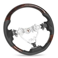 Hydro‑Dip Steering Wheel Perforated Leather for Highlander XU50 Harrier XU60 2014 to 2019 Glossy Black Wood Grain