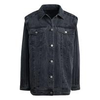 Adidas Originals Denim Shirt Jacket Comfortable Fashion Versatile Casual Jacket Women Jackets Black JY8882 L