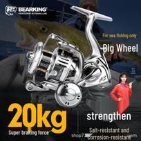 Bear King Assassin Sea-Proof Spinning Reel: Sealed Design for Lure, Surf, and Boat Fishing with Smooth Oblique Spool. 1000 Model - Deep Spool gray