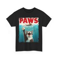 PAWS Parody Cat Mouse Humorous Cat Chasing Mouse Kitten T-Shirt S
