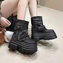 cm thick-soled denim stacked short boots autumn new small man heightening Martin boots pant tube boots women 35 juoda