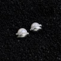 Silver Planet Gold-Plated Zircon Pearl Stud Earrings: Elegant, High-End, Lightweight Jewelry