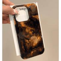 Autumn Amber Feather Case for iPhone 13/12 Pro/11 Plus/15 - Minimalist Design iPhone 14 Pro black