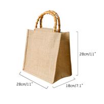 Cotton Linen Retro Literary Tote Bag Handmade Small Rattan Bag L