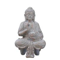 Buddhas Statue with Solar Light Home Garden Decors Sitting Meditating Buddhas Figurines for Outdoor Yard Lawn Ornaments gray
