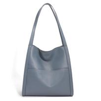 Genuine Leather Women's Bag New Large Capacity Tote Bag High-end Simple Commuter Shoulder Bag Versatile Fashion Women's Bag dangaus mėlyna spalva