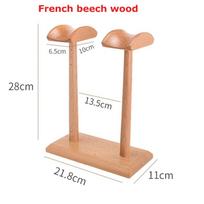 Pure Solid Walnut Headphones Stand Dual Gaming Headset Beech Wood Holder Desktop Display Shelf Anti-slip SiliconPad Space Saving gray
