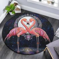 Flamingos in Moonlight Round Area Rug,Carpet Rug for Living Room Bedroom Sofa Playroom Decor,Non-slip Floor Mat 80cmx80cm