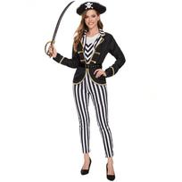 M-XL striped female pirate, Halloween costume, Somali pirate, playing Caribbean female captain costume M juoda